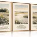 Large Christian Scripture Framed Canvas Wall Art,Vintage Bible Verse Wall Decor,Jesus Religious Art Prints,Nature Floral Landscape Artwork for Living Room,Bedroom,Church -16"x24"x3