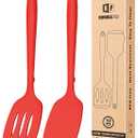 Pack of 2 Silicone Spatula Turners, Non Stick Slotted Kitchen Spatula Set, Heat Resistant BPA Free Kitchen Utensils, One-Piece Design, Suitable for Flipping Fish, Eggs, Steak, Pancakes (RED)