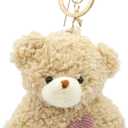 Bear Plush Keychain Toys for Kids with Purple Heart 5" Inch Stuffed Teddy Plushie Backpack Purse Pendant Gift for Girls (B-Brown-Heart)