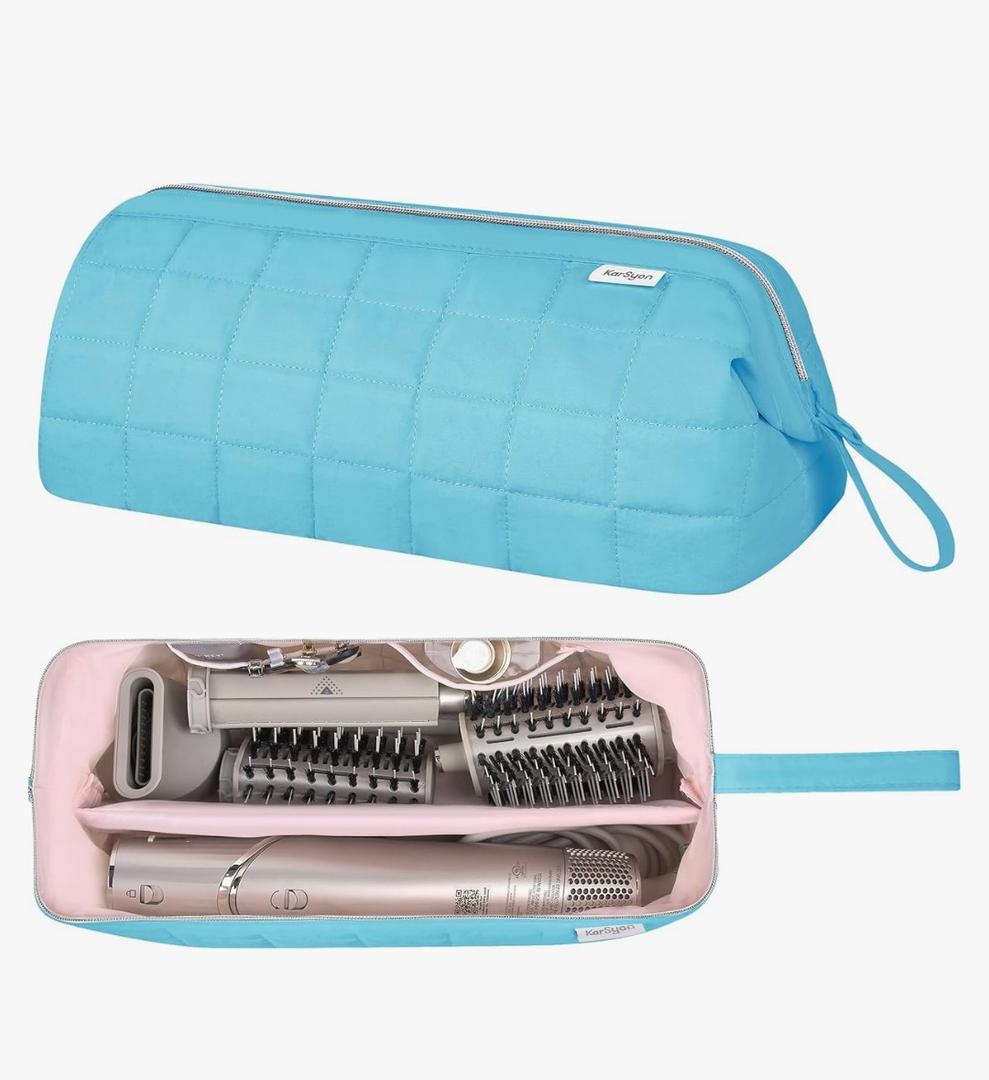 Hair Tools Travel Bag Organizer for Dyson Airwrap Case Holder Shark Hair Dryer Flex Style Airstraight Brush Revlon Attachments Carrying Case Flat Curling Iron Bags (Teal)