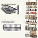 Moforoco Over The Door Pantry Organizer, Pantry Door Organizer Shelves, Kitchen Organizers and Storage, Hanging Basket Wall Spice Rack Seasoning Shelves, Laundry Room Bathroom accessoriesBlack