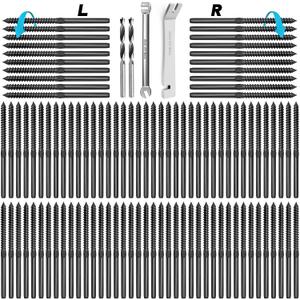 Steel DN Mate 100 Pack Black T316 Stainless Steel Left&Right Handed Thread Swage Lag Screws for Wood Post of 1/8" Black Cable Railing Kit, Deck/Stair Railing DIY Baluster Kit