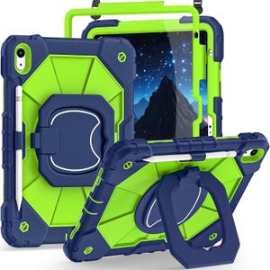 Auizotl Case for iPad (A16) 11th/10th Generation 2025/2022,Heavy Duty Shockproof 10th Generation iPad Case with 360 Rotating Stand Screen Protector for i Pad 11.0/10.9 Inch Cover,Navy Green