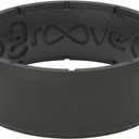 Groove Life Edge Silicone Ring - Breathable Rubber Wedding Rings for Men, Unique Design, Comfort Fit Ring (Black)