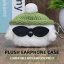 Plush Case Cover Compatible with Apple Airpods pro 3 Handmade Knitted Cartoon Creative Funny Cute Earbuds Headphone Cases (MJ-BG+Green,for Airpods pro 3)