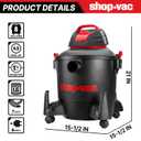 Shop-Vac 5922805 Wet/Dry Vacuum, 8 Gallon, 4.5 Peak HP, 1.25 Inch Diameter x 7 Foot Hose, 6 Foot Cord, Ideal for Jobsite, Garage, Workshop & Home