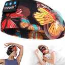 TOPOINT Sleep Headphones Headband Bluetooth 5.4, Sports Headband Earphones Sleeping Bluetooth Wireless with USB C for Women Men Sports Gifts Workout Jogging Yoga Insomnia Air Travel Meditation (Butterfly)