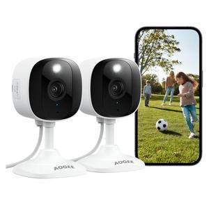 2K Cameras for Home Security-Outdoor/Indoor Camera for Dog/Cat/Pet/Nanny/Baby/Elderly, Color Night Vision, White Light, Siren, 24/7 SD Recordings, Works with Alexa, Plug in (C1-White-2pack-2.4G)