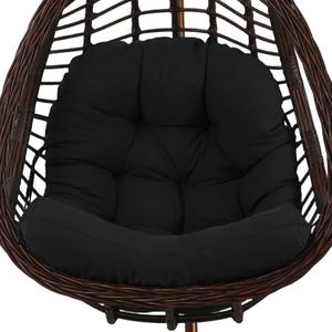 idee-home Egg Chair Cushion Replacement, Hanging Chair Cushion Outdoor with Waterproof Cover, Wicker Hammock Swing Cushioned for Patio, Black (Without Chair）