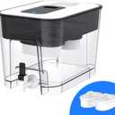Waterdrop WFD-22L-DF Water Filter Dispenser, 40-Cup Water Purifier, 2 Built-in Filters, 8X Faster Filtration, 400-Gallon Lifespan, 10X Longer Lifetime, Reduces Chlorine, PFOA/PFOS, Black