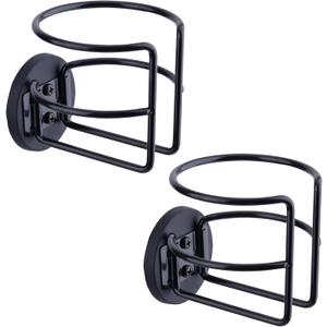 Magnetic Cup Holder with 2 Screws Mount, Full Covered Bus Tractor Cup Holder, Magnet Drink Holder for Bottle, Black Pack of 2