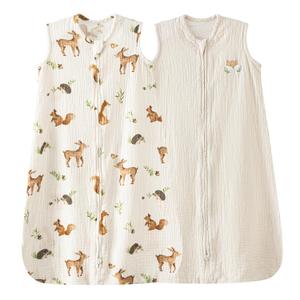 david's kids Muslin Cotton Baby Sleep Sack 12-18 Months, 2 Pack 100% Cotton Sleeping Bag for Summer, TOG 0.5 Baby Wearable Blankets with 2-Way Zipper, Soft Sleep Sacks for Newborn Infant, Animal (Large)