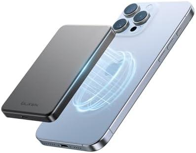 ULiXWH 5000 MAh MagSafe Power Bank Ultra Slim, Magnetic Wireless Charger with USB-C Cable, Fast Charging Portable Battery for iPhone 16/15/14/13/12 Series, All-Metal Design