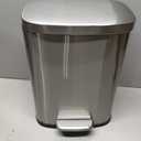 Amazon Basics SMALL Trash Can, 3.1 Gallon (12L), Smudge Resistant Rectangular Bin with Soft-Close Lid, Step Foot Pedal, Removable Inner Bucket, Brushed Stainless Steel, Satin Nickel Finish