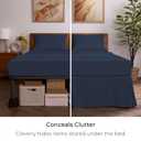 Mellanni Bed Skirt Twin XL Size - Bed Skirting - 15-Inch Tailored Drop Pleated Dust Ruffle - Hotel Luxury Bedding - Wrinkle, Fade, Stain Resistant - 1 Bedskirt (Twin XL, Navy Blue)