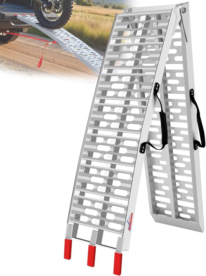 Ruedamann 7.5FT Aluminum Motorcycle Ramp, 750 lbs Capacity, 1 PC
Folding Truck Ramp for ATV, Motorcycle, Lawn Mower, Bike Ramp for Truck, Anti-Slip Loading Ramp for Dirt Bike