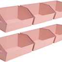 Homsorout Closet Baskets for Shelves Trapezoid - Decorative Storage Baskets with Handle, Closet Bins for Organization, Shelf Storage Bins for Clothes, Books, Home, Office, 6 Pack, Pink