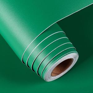 FunStick 24"x200" Matte Green Contact Paper for Cabinets Greens Peel and Stick Wallpaper Removable Self Adhesive Solid Green Wallpaper Stick and Peel Waterproof for Kids Teen Bedroom Walls Table Desk