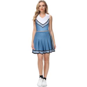 FOGHORN Women Girls Cheerleader Costume Olivia Cheerleading Outfit Teens Top Skirt Halloween Costume (Large)