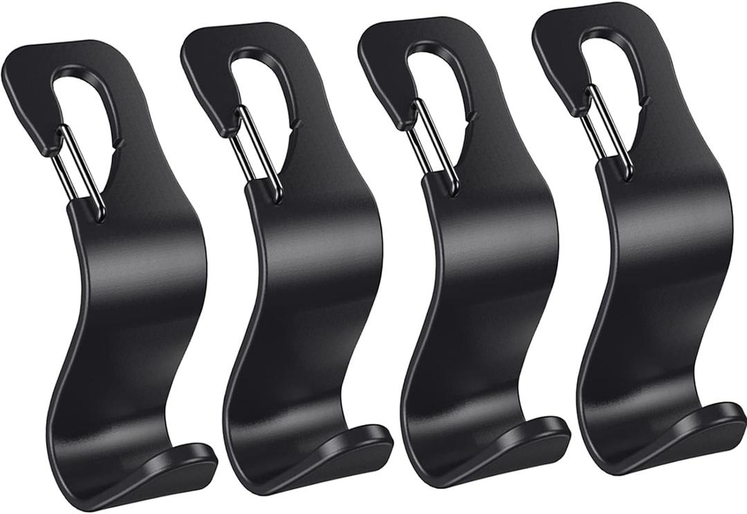 2 x 4 Pack Car Back Seat Headrest Hook Hanger for Purse Grocery Bag Handbag Hat, Purse Hook for Car with Clip