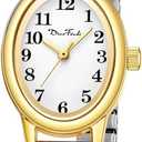 Diaofendi Petite Women's Easy Reader Watch, Analog Women Watch with Stainless Steel Expansion Band, Water Resistant (S(5.51"-7"), Two-Tone)