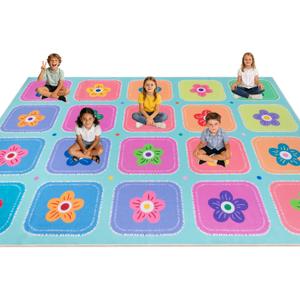 7'6" x 12' Classroom Rug Elementary, Light Blue Classroom Carpet 24 Seats