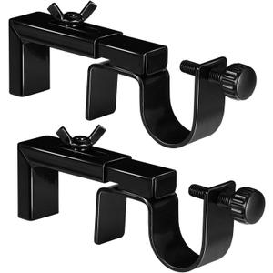 2 Pack Adjustable Curtain Rod Bracket Attachment for Outside Mounted Blinds,Fit for 1.3 - 2 inches Wide Track,No Drill Curtain Rod Holder for Externally Mounted Blinds Drapery Rods (Black)