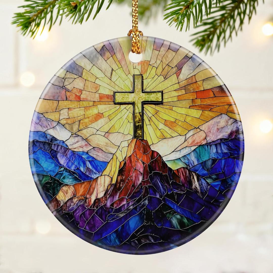 2 x Christian Cross Ornament | Religious Christmas Ornament, Christmas Tree Decoration, Christian Home Decor | Religious Gifts | Easter Faith Cross Gifts, Baptism Gift, Confirmation Gift