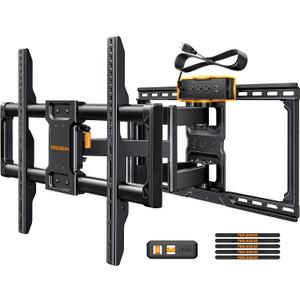 Perlegear Full Motion TV Wall Mount with Power Strip for 47–90 Inch TVs