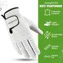 2 Pack Mens Golf Gloves, Durable White Cabretta Leather All Weather Golf Gloves Men (Small, Left)