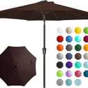 JEAREY 9FT Outdoor Patio Umbrella Outdoor Table Umbrella with Push Button Tilt and Crank, Market Umbrella 8 Sturdy Ribs UV Protection Waterproof for Garden, Deck, Backyard, Pool (Brown)