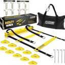 POWER GUIDANCE Agility Ladder (20 Feet) with Cones for Speed Agility Training & Quick Footwork Exercise - Soccer & Football Training Equipment for Adults, Youth & Kids (Yellow)