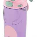 Ello Ellies 16oz Plastic Kids Water Bottle with Straw and Built-in Carrying Handle and Leak-Proof Locking Lid for School backpack, Lunchbox and Outdoor Sports, Cat