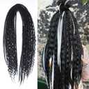 KRALER 24 Inch Mixed DE Dreadlock Extensions Sets, 3 in 1 20 Strands Synthetic Double Ended Dreads Extensions, Black Hippie Crochet Dreads Style for Girls