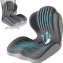 Memory Foam Seat Cushion with Lumbar Support, L-Shaped, Gray, Large