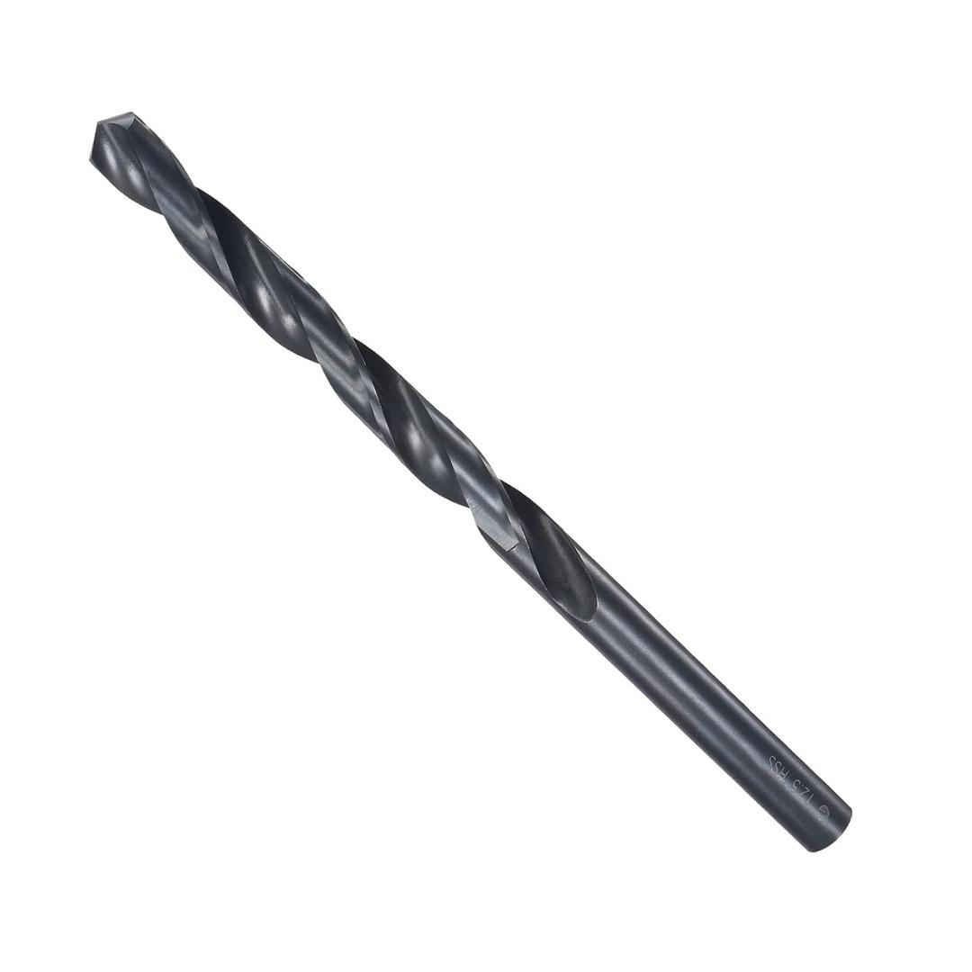 Twist Drill Bits, 12.5mm Drilling Diameter, Black Oxide High Speed Steel Extra Long Straight Shank - (Applications: for Stainless Steel Alloy Metal), 1-Piece