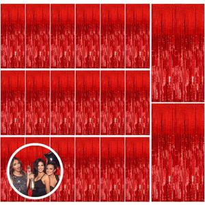 20 Pack Red Streamers Party Backdrop Christmas Decorations Foil Fringe Backdrop Curtains Carnival Casino Theme Birthday New Year Holiday Celebration Bachelorette Party Decorations Supplies (39.4"W x 78.7"L (Pack of 20)
