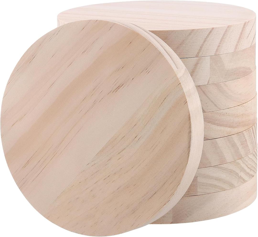 8PCS 6 Inch Round Wooden Discs Circles, 0.78 Inch Thickened Unfinished Wood Wooden Plaque, Wood Coasters for Crafts DIY Painting