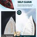 Cordless Iron for Clothes - 1500W Steam Iron with Non-Stick Ceramic Soleplate, Rapid Heating, Auto Shut Off, Burst of Steam, Self-Clean, Anti-Drip, Anti-Calc, 3 Temperature Settings, Red