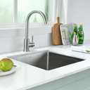 PEPO 17x17 Inch Undermount Bar Sink, 16 Gauge Stainless Steel Small Kitchen Sink，Handmade Single Bowl With Strainer And Rinse Grid, For Wet Bar RV Prep Outdoor Kitchen (Brushed), 17x17x10inch