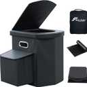 Upgrade XL Portable Toilet for Adults, Extra Large Portable Travel Floding Toilet, Camping Tall Toilets with Lid for Adults and Kids Compact Potty for Car,Hiking,Beach and Camping (Black pocket)