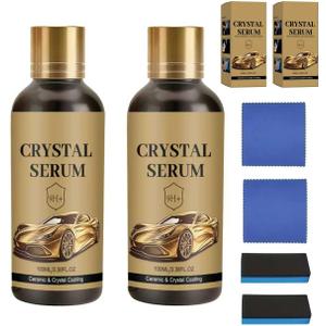 2PCS PTZ Crystal Serum Advanced Graphene Ceramic Coating for Cars, 9H Hardness, Super Hydrophobic Anti-Scratch UV Protection for Vehicle Exterior (1pc*100ML)