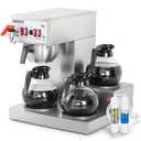 NUPANT 12 Cup Commercial Coffee Maker Auto Filling Drip Coffee Machine with 3 Carafes 3 Warmers, Filters, Stainless Steel Pour Over Coffee Brewer with Hot Water Dispenser for Restaurant Office Cafe