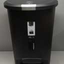 simplehuman 50 Liter / 13 Gallon Semi-Round Kitchen Step Trash Can with Secure Slide Lock, Black Plastic
