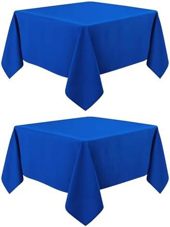 mylacerhome 2 Pack Square Table Cloth 52X52 Inch Royal Blue Tablecloth Washable Polyester Solid Dining Table Cover for Birthday Party Dinner Holiday Outdoor Indoor