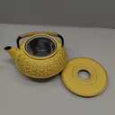Juvale Japanese Cast Iron Teapot - Stainless-Steel Infuser & Loose Leaf Tea Pot - Superior Heat Retention Cast Iron Kettle - Elegant Floral Trivet For Home Tea Set - 800 ml, Yellow