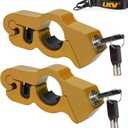 LKV Motorcycle Handlebar Lock Anti-Theft Brake Grip Throttle Lock Gold Adjustable Universal for Bike Scooter Mopeds ATV 2 Pack