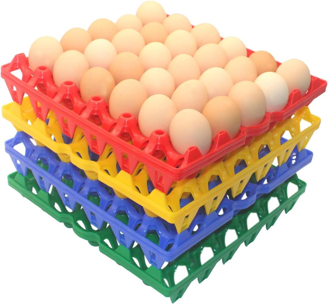 8 Packs Large Plastic Egg Tray 30-Grid Egg Crates Stackable Egg Cartons Reusable Egg Holder Big Egg Container for Home Chicken Farmers