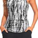 Tankini Swimsuits with Shorts - Two Piece Tummy Control Bathing Suits High Neck Swimwear with Two Side Pockets (S)