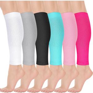 6 Pairs Calf Compression Sleeve Women Footless Compression Stockings Elastic Leg Sleeve for Running Nurse Pregnant